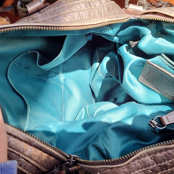 Coach Kristin Metallic Leather Bag Purse Pewter - Picture 11 of 17